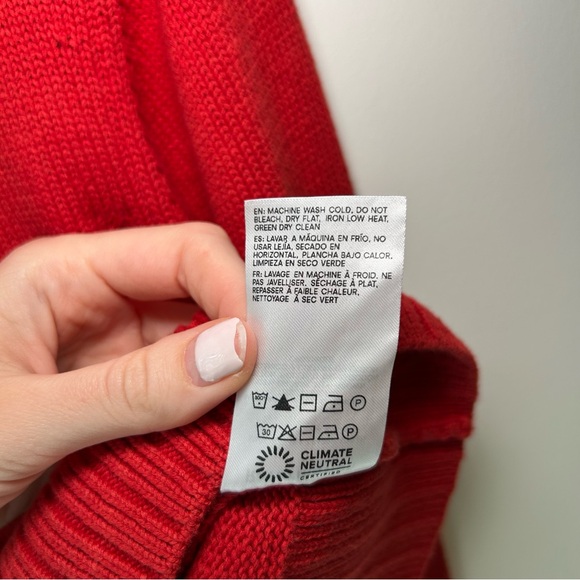 Reformation Anna Cotton Crewneck Sweater Red Size Extra Small - Picture 7 of 8